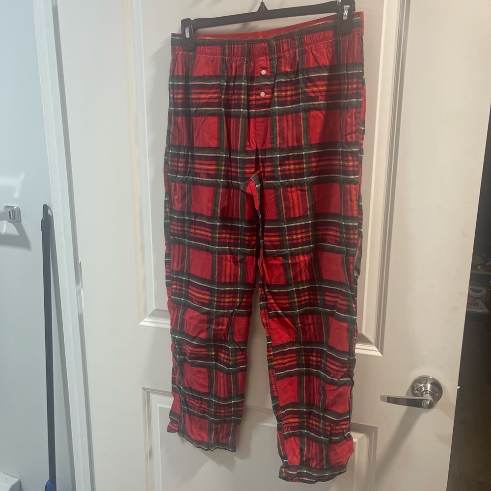 Pink Red Plaid Pajama Pants Size Medium